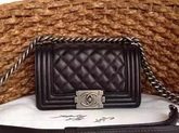 Small Boy Chanel Flap Bag Black Lambskin Silver Hardware for Sale