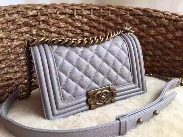 Small Boy Chanel Flap Bag Grey Caviar Gold Hardware for Sale