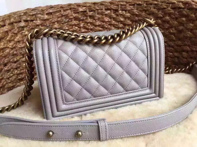 Small Boy Chanel Flap Bag Grey Caviar Gold Hardware for Sale