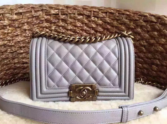 Small Boy Chanel Flap Bag Grey Caviar Gold Hardware for Sale