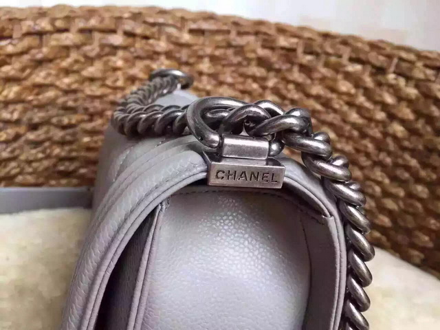 Small Boy Chanel Flap Bag Grey Caviar Silver Hardware for Sale