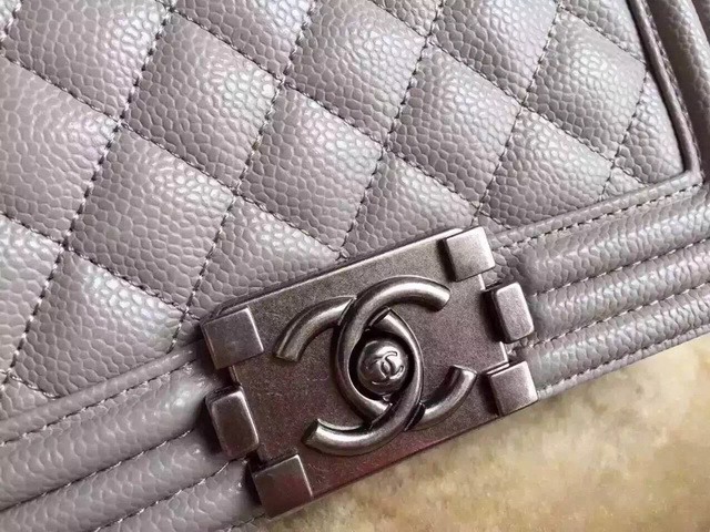 Small Boy Chanel Flap Bag Grey Caviar Silver Hardware for Sale