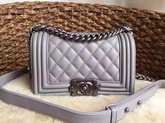 Small Boy Chanel Flap Bag Grey Caviar Silver Hardware for Sale