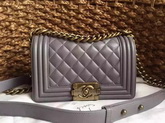 Small Boy Chanel Flap Bag Grey Lambskin Gold Hardware for Sale