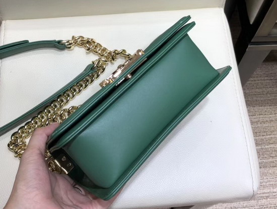 Small Boy Chanel Handbag Light Green Calfskin and Gold Tone Metal A67085