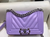 Small Boy Chanel Handbag Light Purple Lambskin Resin and Silver Metal