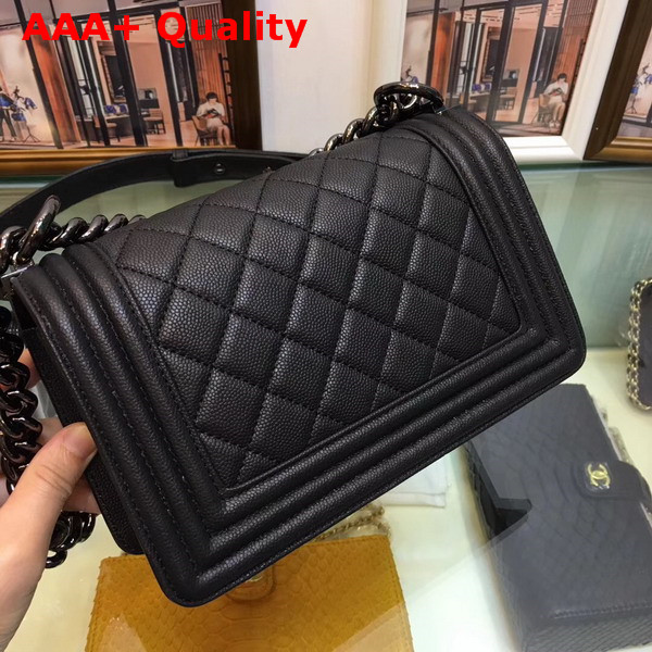 Small Boy Chanel Handbag in Black Caviar Calfskin with Black Hardware Replica