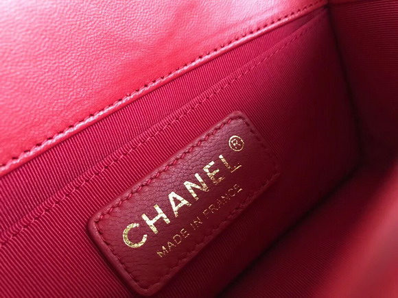 Small Boy Chanel Handbag with Top Handle Red Lambskin