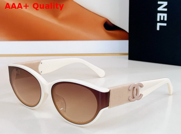 Chanel Oval Sunglasses in White 25024 Replica