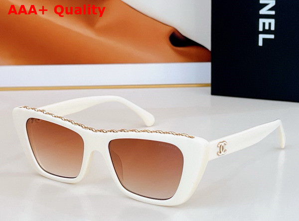 Chanel Rectangle Sunglasses in White 25021 Replica