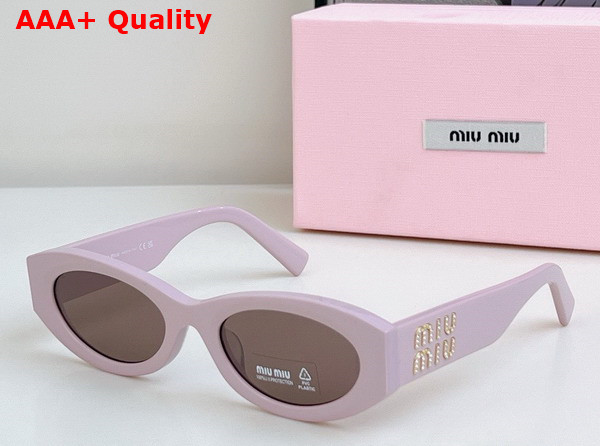 Miu Miu Logo Oval Sunglasses in White Replica