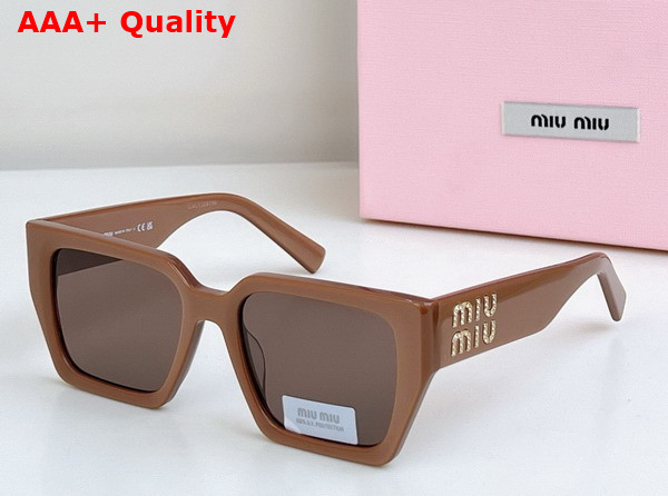 Miu Miu Logo Square Sunglasses in Leopard Replica