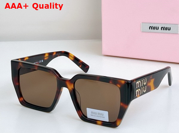 Miu Miu Logo Square Sunglasses in Leopard Replica