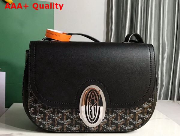 Goyard 233 Bag Black Goyardine Canvas and Chevroches Calfskin Replica