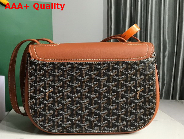 Goyard 233 Bag Black Tan Goyardine Canvas and Chevroches Calfskin Replica