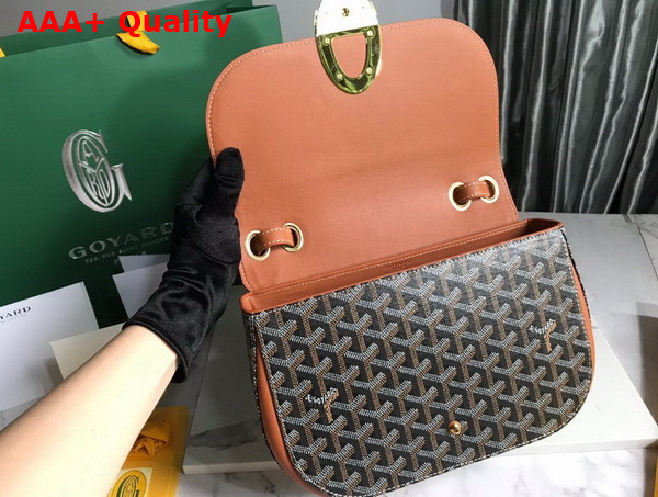 Goyard 233 Bag Black Tan Goyardine Canvas and Chevroches Calfskin Replica