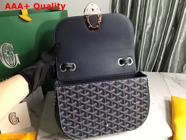 Goyard 233 Bag Navy Blue Goyardine Canvas and Chevroches Calfskin Replica