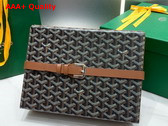 Goyard 8 Watch Case Goyardine Canvas and Clamecy Cowhide Black and Tan Replica