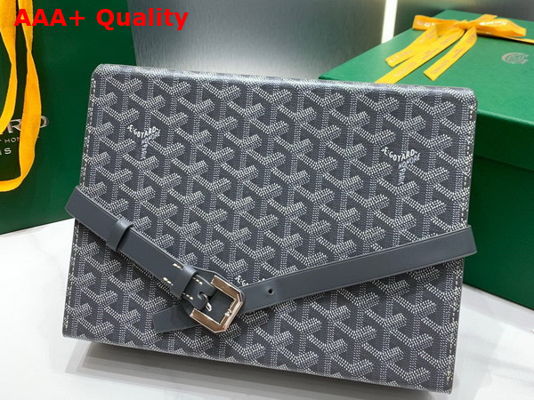 Goyard 8 Watch Case Gray Goyardine Canvas and Clamecy Cowhide Replica