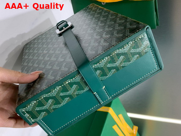 Goyard 8 Watch Case Green Goyardine Canvas and Clamecy Cowhide Replica