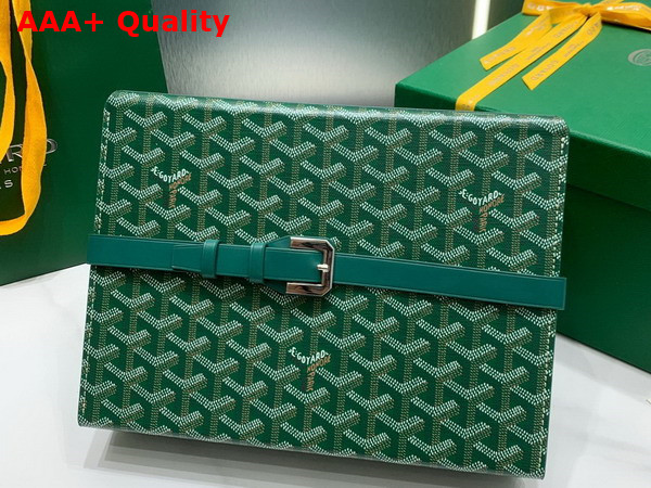 Goyard 8 Watch Case Green Goyardine Canvas and Clamecy Cowhide Replica