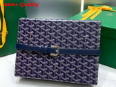 Goyard 8 Watch Case Navy Blue Goyardine Canvas and Clamecy Cowhide Replica