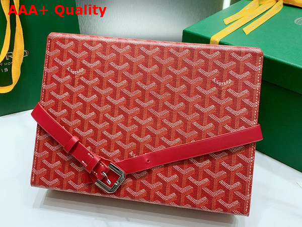 Goyard 8 Watch Case Red Goyardine Canvas and Clamecy Cowhide Replica