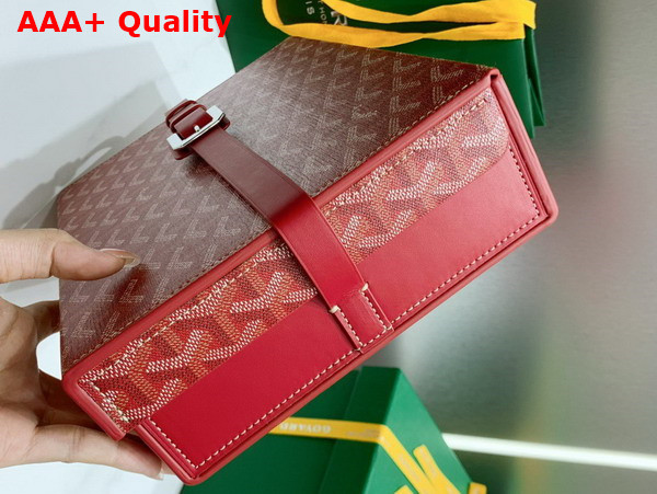 Goyard 8 Watch Case Red Goyardine Canvas and Clamecy Cowhide Replica