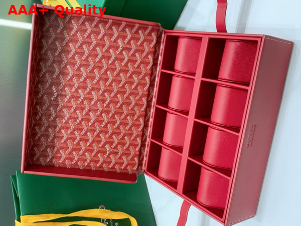 Goyard 8 Watch Case Red Goyardine Canvas and Clamecy Cowhide Replica