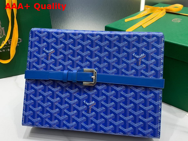 Goyard 8 Watch Case Sky Blue Goyardine Canvas and Clamecy Cowhide Replica