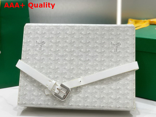 Goyard 8 Watch Case White Goyardine Canvas and Clamecy Cowhide Replica