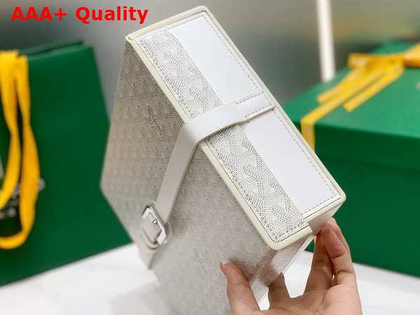 Goyard 8 Watch Case White Goyardine Canvas and Clamecy Cowhide Replica