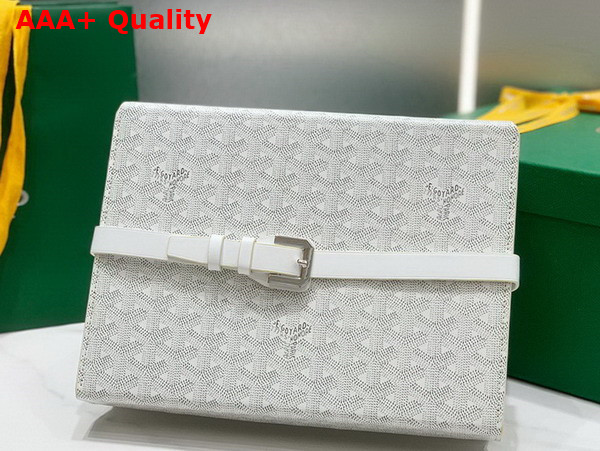 Goyard 8 Watch Case White Goyardine Canvas and Clamecy Cowhide Replica