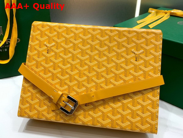 Goyard 8 Watch Case Yellow Goyardine Canvas and Clamecy Cowhide Replica