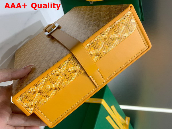 Goyard 8 Watch Case Yellow Goyardine Canvas and Clamecy Cowhide Replica