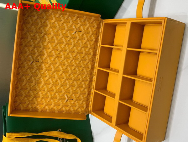 Goyard 8 Watch Case Yellow Goyardine Canvas and Clamecy Cowhide Replica