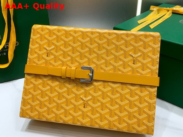 Goyard 8 Watch Case Yellow Goyardine Canvas and Clamecy Cowhide Replica