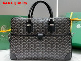 Goyard Ambassade MM Document Case in Black Goyardine Canvas and Cervon Calfskin Replica