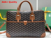 Goyard Ambassade MM Document Case in Goyardine Canvas and Cervon Calfskin Black Tan Replica