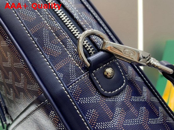 Goyard Ambassade MM Document Case in Navy Blue Goyardine Canvas and Cervon Calfskin Replica