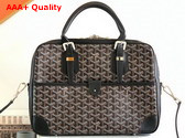 Goyard Ambassade PM Document Case in Black Goyardine Canvas and Cervon Calfskin Replica