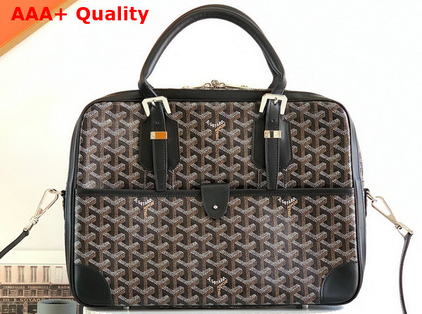 Goyard Ambassade PM Document Case in Black Goyardine Canvas and Cervon Calfskin Replica