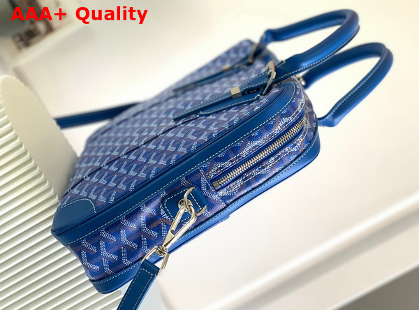 Goyard Ambassade PM Document Case in Blue Goyardine Canvas and Cervon Calfskin Replica