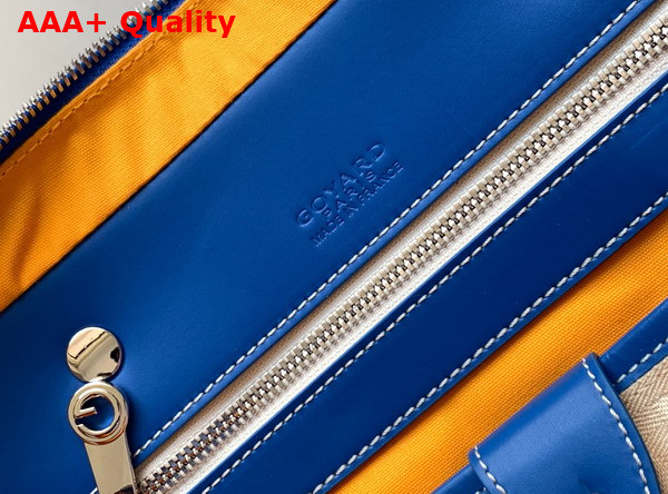 Goyard Ambassade PM Document Case in Blue Goyardine Canvas and Cervon Calfskin Replica