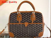 Goyard Ambassade PM Document Case in Goyardine Canvas and Cervon Calfskin Black and Tan Replica