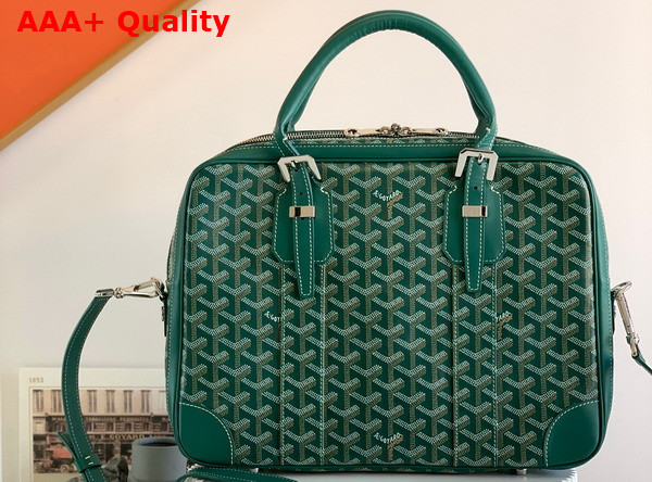 Goyard Ambassade PM Document Case in Green Goyardine Canvas and Cervon Calfskin Replica