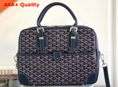 Goyard Ambassade PM Document Case in Navy Blue Goyardine Canvas and Cervon Calfskin Replica