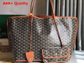 Goyard Anjou GM Bag in Black and Tan Chevroches Calfskin and Goyardine Canvas Replica