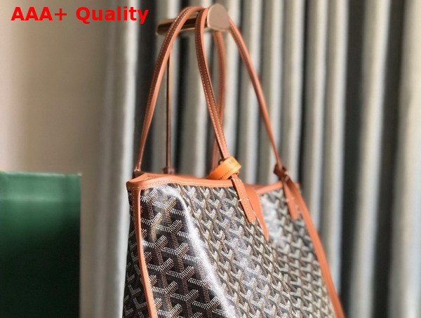 Goyard Anjou GM Bag in Black and Tan Chevroches Calfskin and Goyardine Canvas Replica