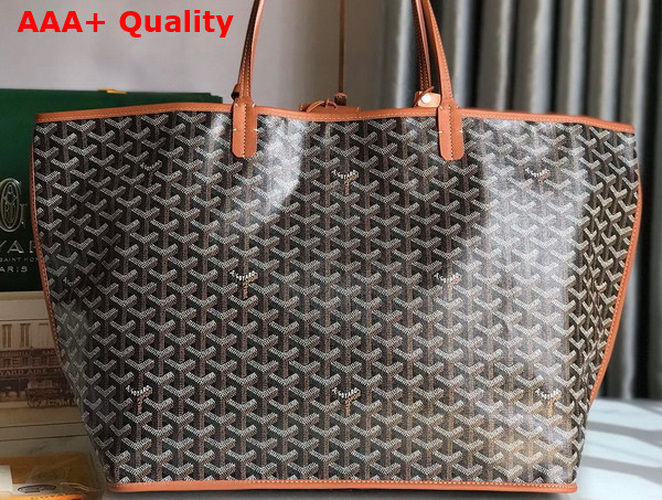 Goyard Anjou GM Bag in Black and Tan Chevroches Calfskin and Goyardine Canvas Replica